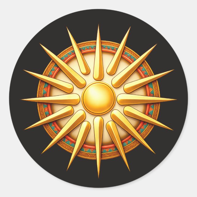 Vergina Sun Emblem – Ancient Macedonian Symbol Classic Round Sticker (Front)