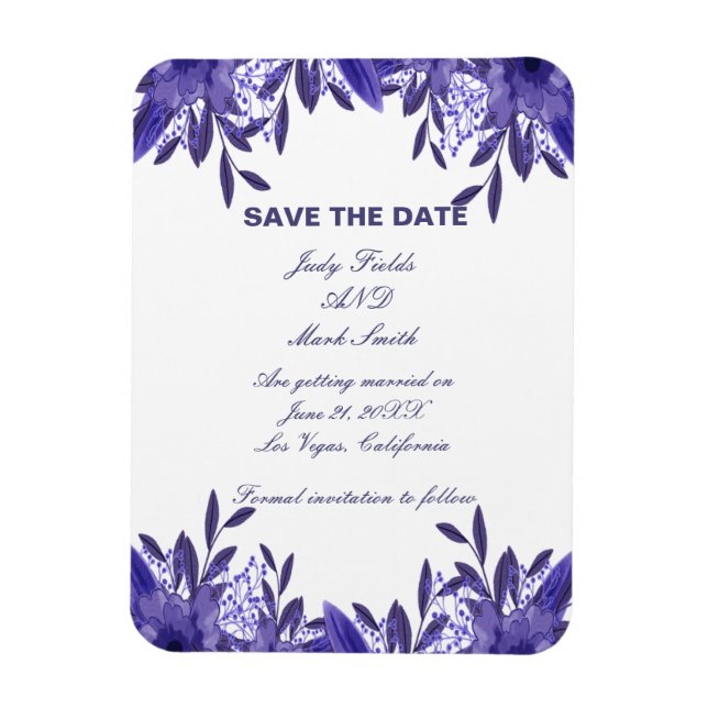 Veri Peri Floral Foliage Save The Date Magnet (Vertical)
