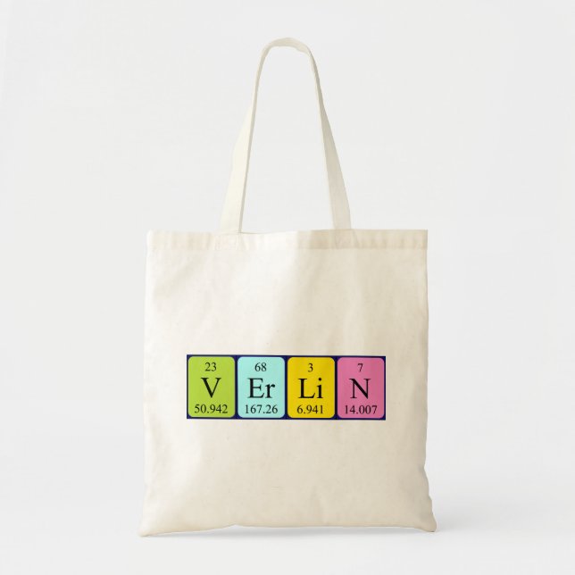 Verlin periodic table name tote bag (Front)