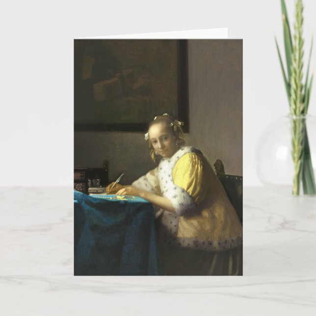 Vermeer A Lady Writing a Letter Thank You Card (Front)