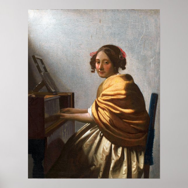 Vermeer - A Young Woman Seated At The Virginals Poster (Front)