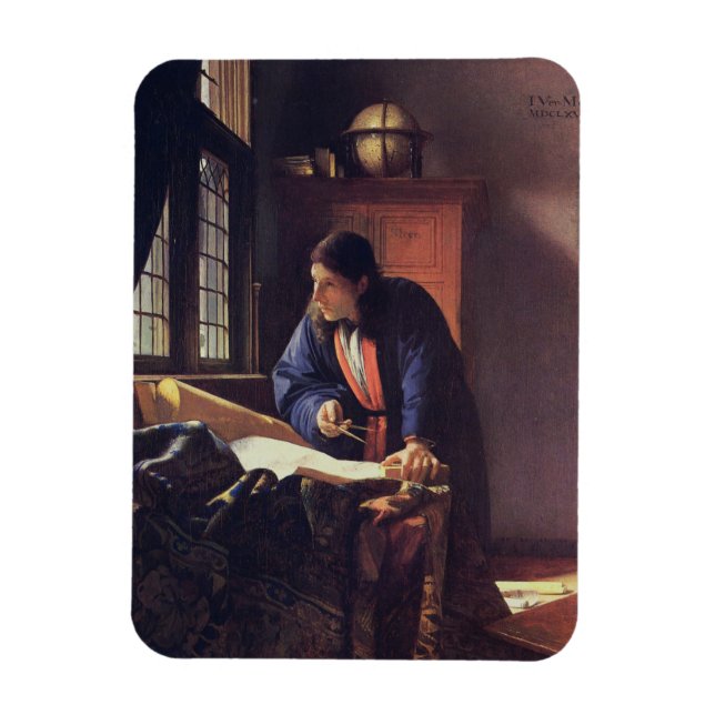 Vermeer Geographer Masterpiece Painting Magnet (Vertical)
