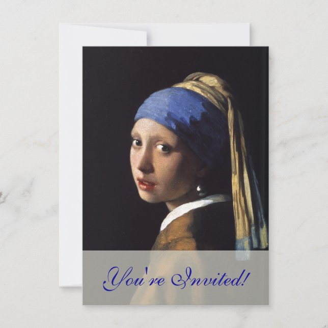 Vermeer Girl Pearl Earring Masterpiece Painting Invitation (Front)