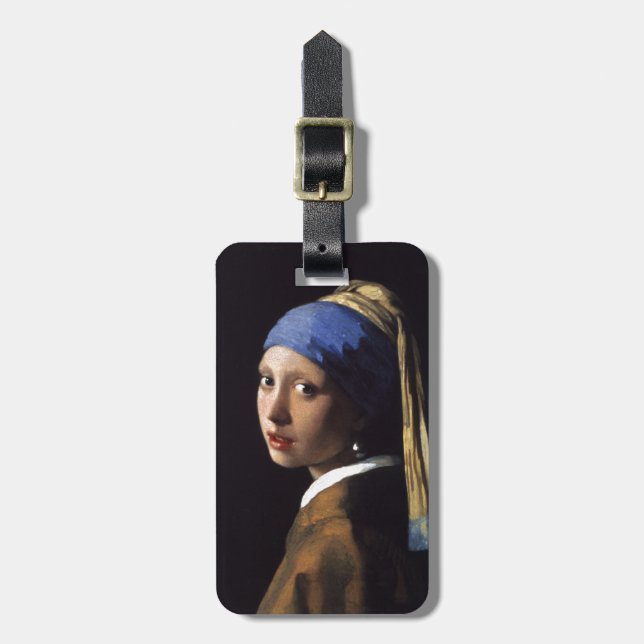 Vermeer Girl Pearl Earring Masterpiece Painting Luggage Tag (Front Vertical)