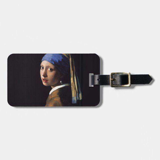 Vermeer Girl Pearl Earring Masterpiece Painting Luggage Tag (Front Horizontal)