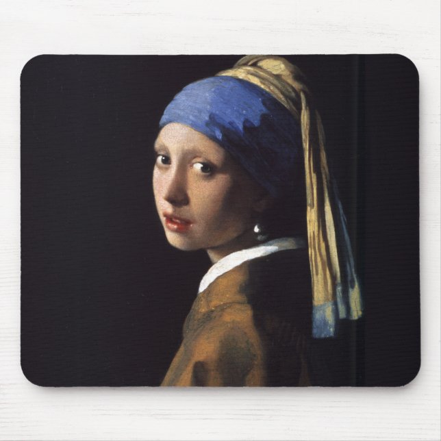 Vermeer Girl Pearl Earring Masterpiece Painting Mouse Mat (Front)