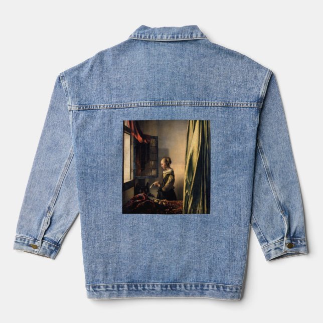Vermeer - Girl Reading a Letter at an Open Window Denim Jacket (Back)