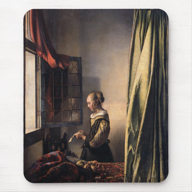 Vermeer Girl Reading Letter at Open Window Mouse Mat (Front)