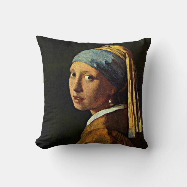 Vermeer: Girl with a Pearl Earring (2) Cushion (Front)