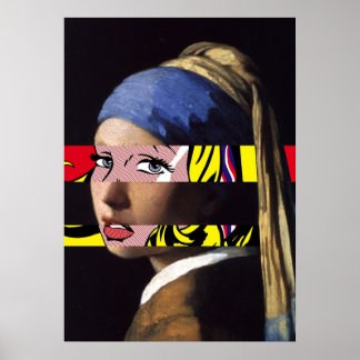 Vermeer Girl with a Pearl Earring meets Roy Lichte Poster