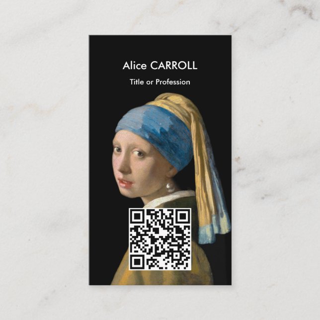 Vermeer - Girl with a Pearl Earring - QR Code Business Card (Front)