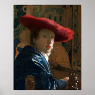 Vermeer - Girl With A Red Hat 1667 Poster