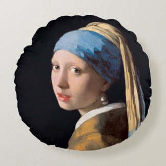 Vermeer Girl with Pearl Earring Round Cushion