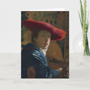  Vermeer - Girl with the Red Hat Fine Art Holiday Card