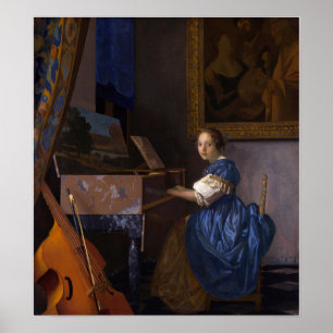 Vermeer - Lady Seated At A Virginal 1675 Poster
