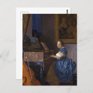  Vermeer - Lady Seated at a Virginal Fine Art Postcard