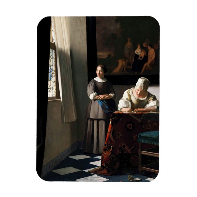 Vermeer - Lady Writing a Letter with her Maid Magnet (Vertical)