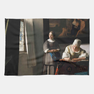Vermeer - Lady Writing a Letter with her Maid Tea Towel