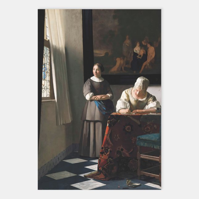 Vermeer - Lady Writing a Letter with her Maid Wrapping Paper Sheet (Creator Uploaded)