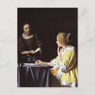 Vermeer - Mistress and Maid 1666-67 Postcard
