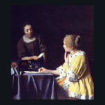 Vermeer - Mistress And Maid Holding A Letter 1668 Poster<br><div class="desc">Mistress And Maid Holding A Letter 1668 by Johannes Vermeer. For more poster-ready images from Zedign Art Series Book 94 "Johannes Vermeer - The Paintings",  visit https://books.zedign.com/zas/94.html</div>