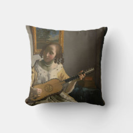 Vermeer painting detail on vintage cushion