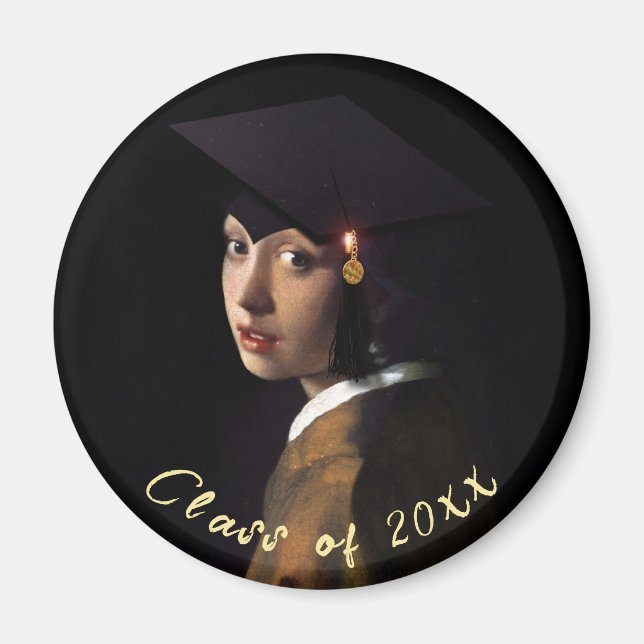 Vermeer Pearl Earring  Graduation Grad Cap Magnet (Front)