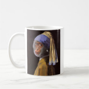 Vermeer Pearl Earring Monkey Chimp Coffee Mug
