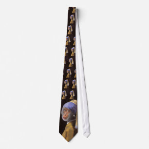 Vermeer Pearl Earring Monkey Chimp Tie