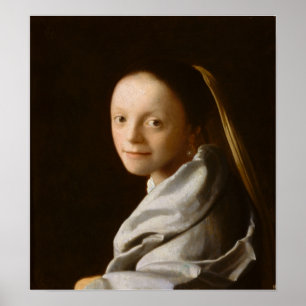 Vermeer - Portrait Of A Young Woman 1674 Poster