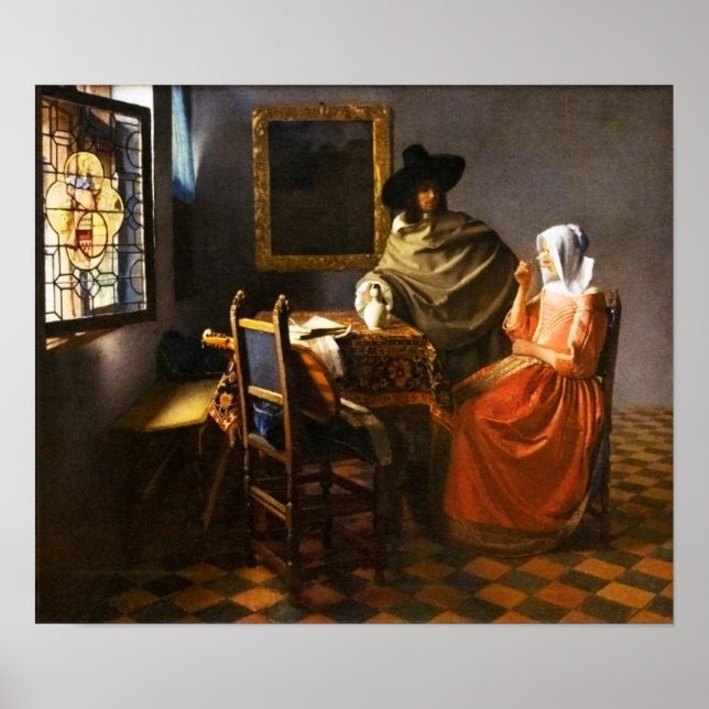 Vermeer The Glass of Wine Poster (Front)