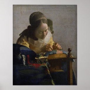 Vermeer - The Lacemaker 1671 Poster