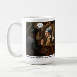 Vermeer working on Girl with Oyster Earring. Coffee Mug