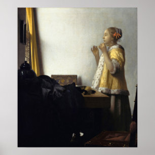 Vermeer - Young Woman With A Pearl Necklace 1665 Poster
