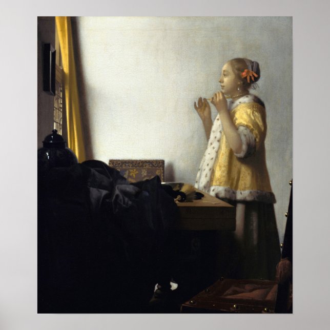 Vermeer - Young Woman With A Pearl Necklace 1665 Poster (Front)