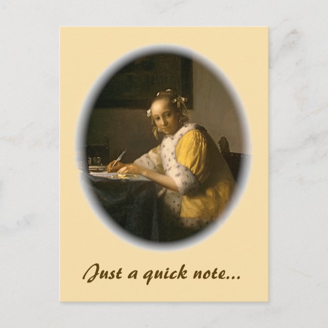 Vermeer's Letter Writer Postcard (Front)