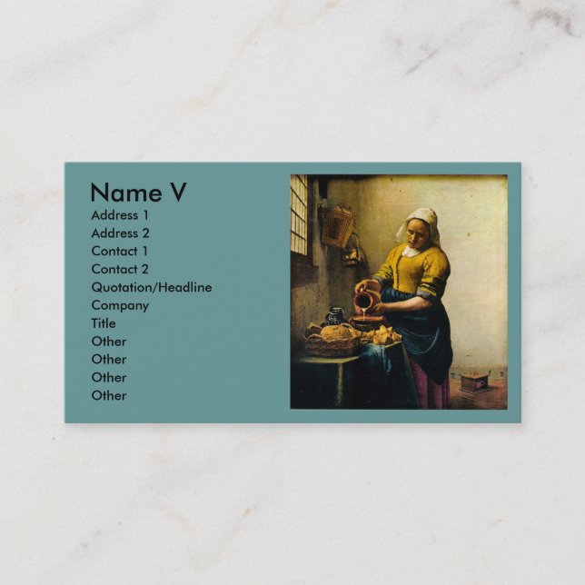 Vermeer's Maidservant Pouring Milk (circa 1660) Business Card (Front)