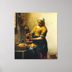 Vermeer's Maidservant Pouring Milk (circa 1660) Canvas Print