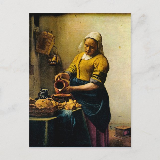 Vermeer's Maidservant Pouring Milk (circa 1660) Postcard (Front)