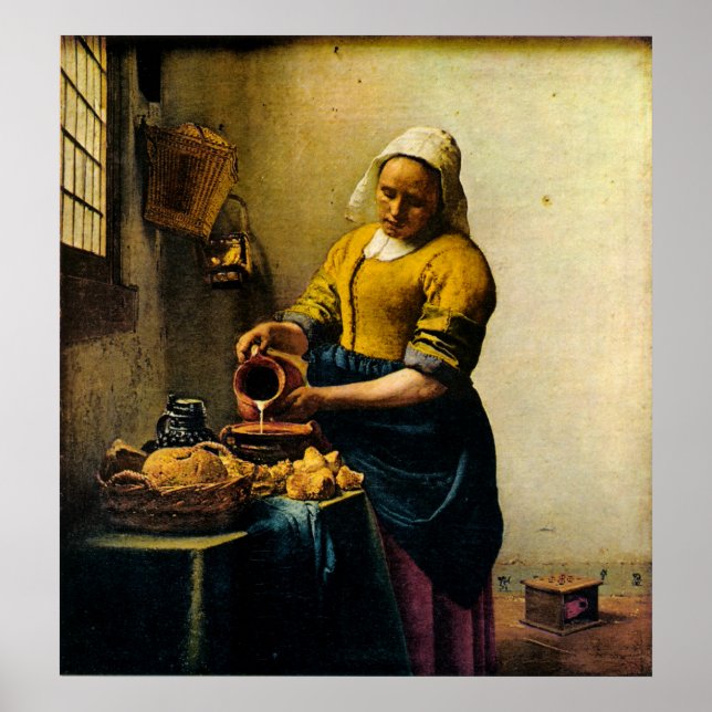 Vermeer's Maidservant Pouring Milk (circa 1660) Poster (Front)