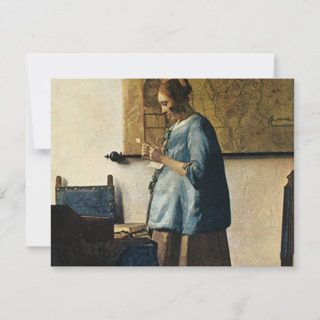 Vermeer's Woman in Blue Reading a Letter ca.1665 Invitation (Front)