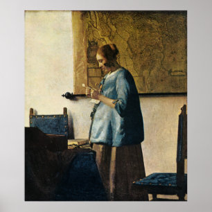 Vermeer's Woman in Blue Reading a Letter ca.1665 Poster