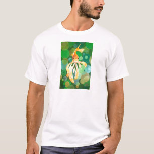 Vermilion Goldfish Swimming In Green Bubbles T-Shirt