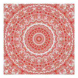 Vermilion Mandala Pattern Poster