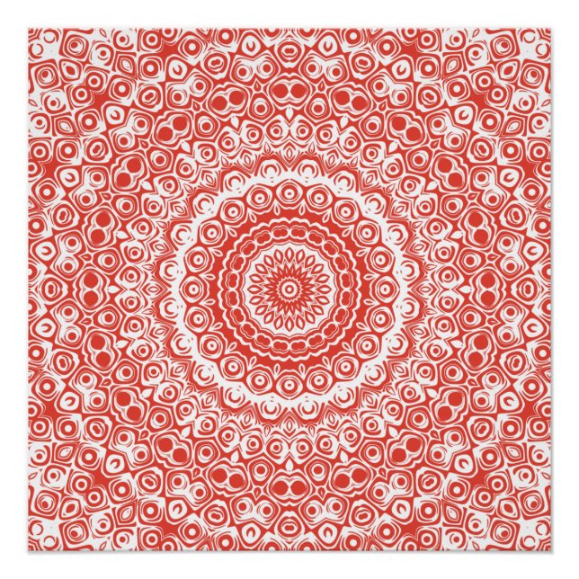 Vermilion Mandala Pattern Poster (Front)