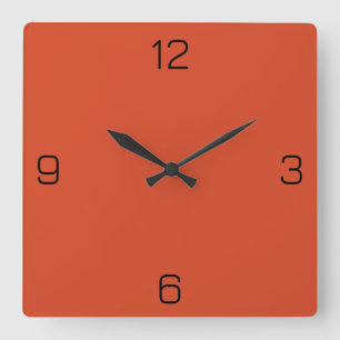 Vermilion Orange D74826 Colour Add Your Name Optio Square Wall Clock