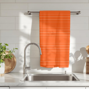 Vermilion Red and White Thin Horizontal Striped Tea Towel