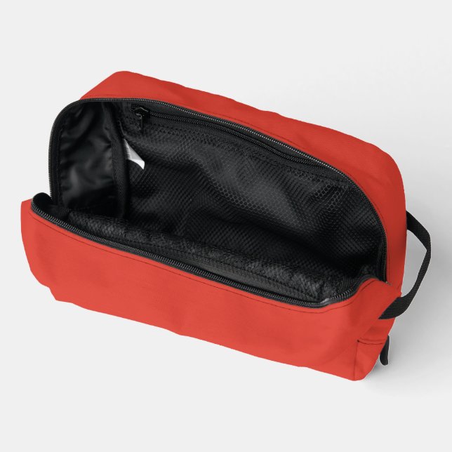 Vermilion Red Autumn Fall Season Solid Colour Dopp Kit (Open)