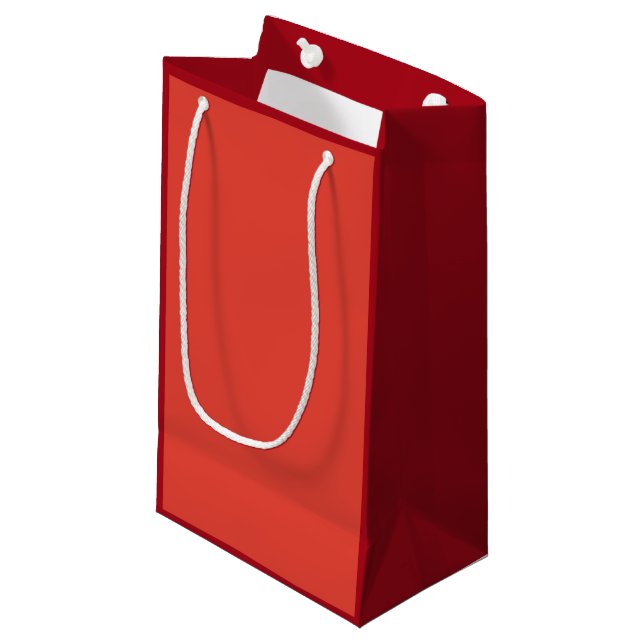 Vermilion Red Autumn Fall Season Solid Colour Small Gift Bag (Front Angled)