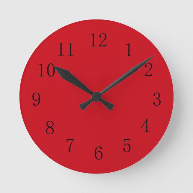 Vermilion Red Kitchen Wall Clock (Front)